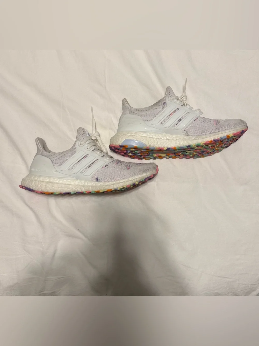 adidas White Valentines Collab with Multicolor Rainbow Outsole